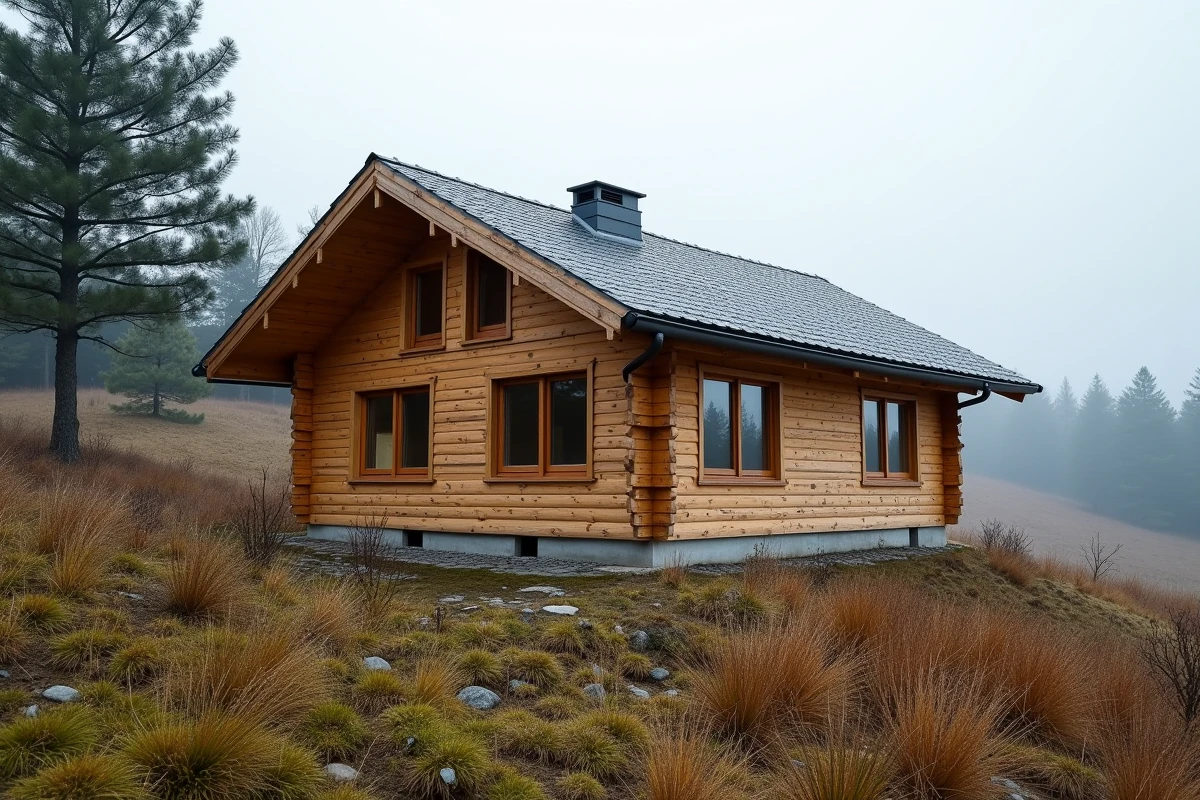 Chalet en bois habitable de 80m2 livré monté sur un terrain non constructible en milieu rural