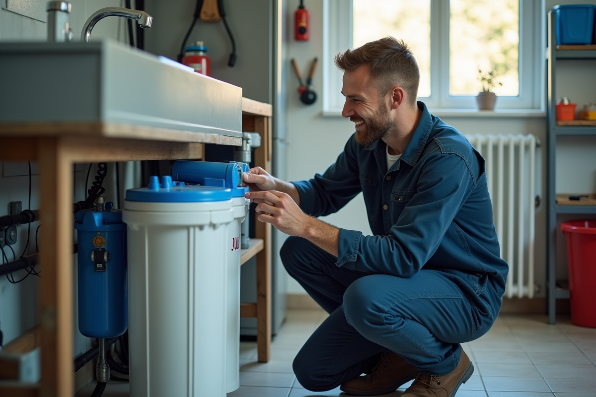 Technicien v&eacute;rifiant un syst&egrave;me d